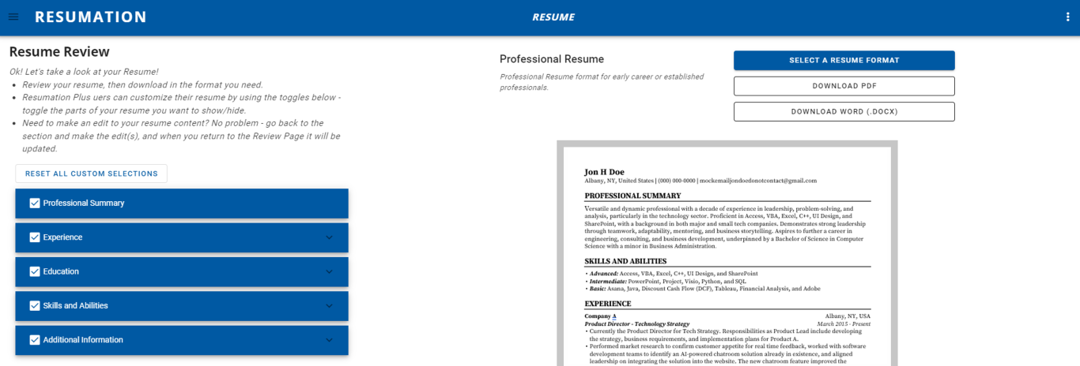 resume preparation ai