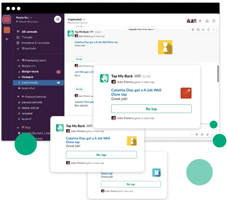 Slack integration with different features inside