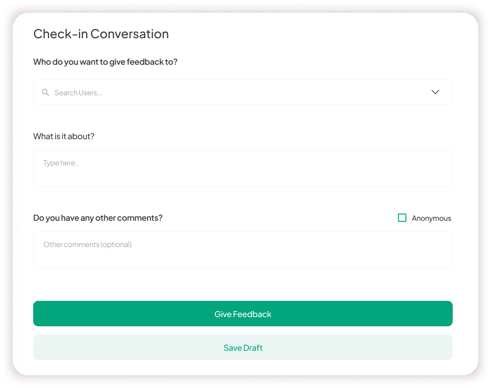 Give feedback template about check-in conversation form