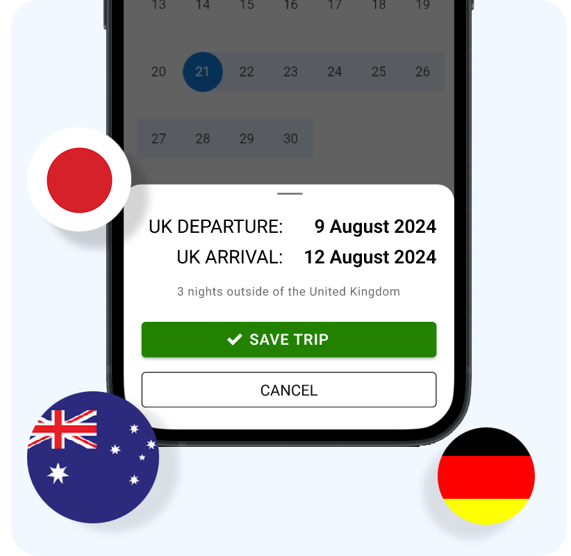 Travel calendar for BNO visa holders