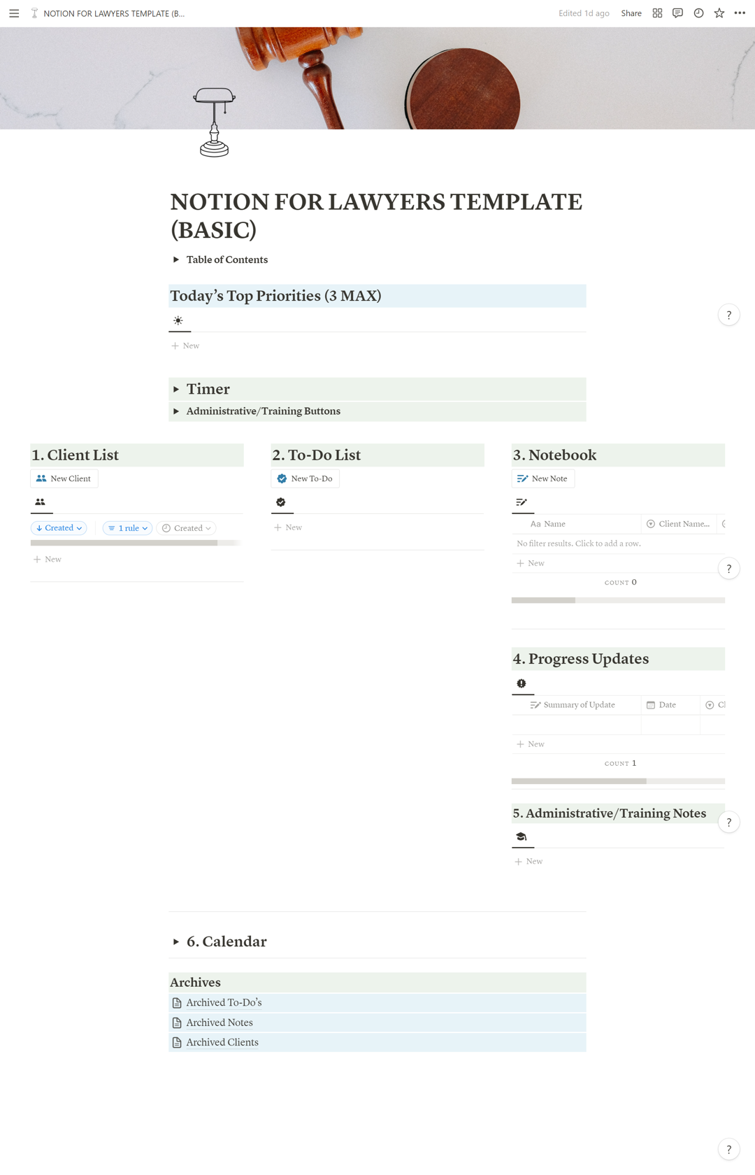 Notion For Lawyers template