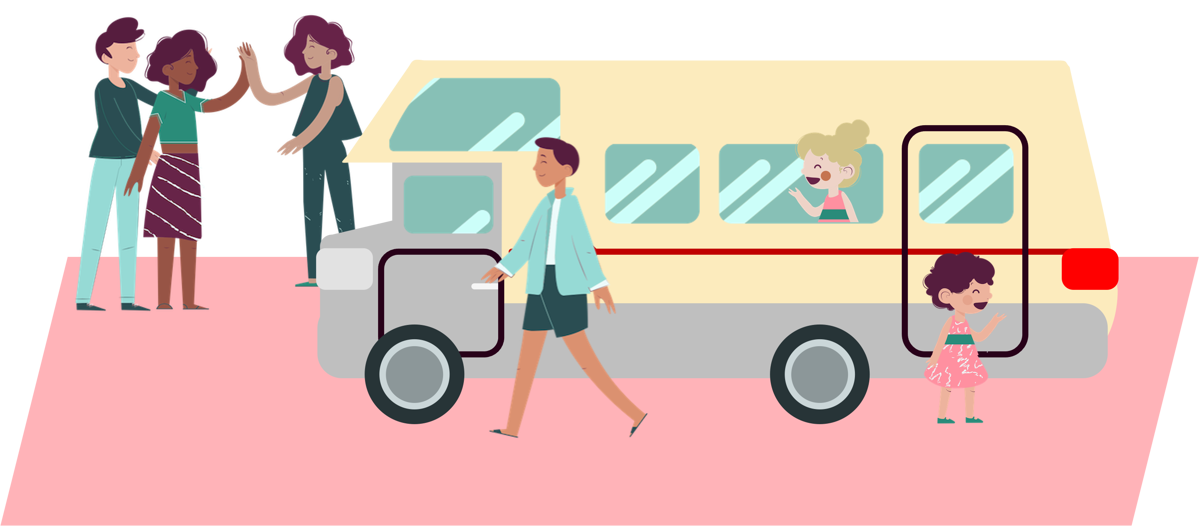 Autoverleih unter Freunden Illustration und Animation