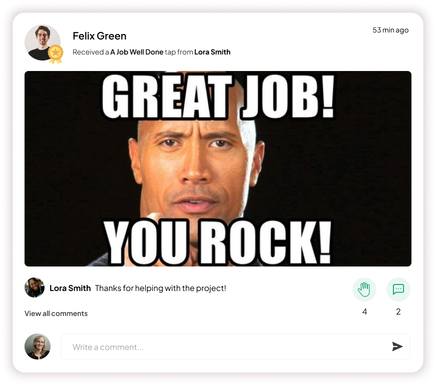 News feed recognition with a "the rock"  gif