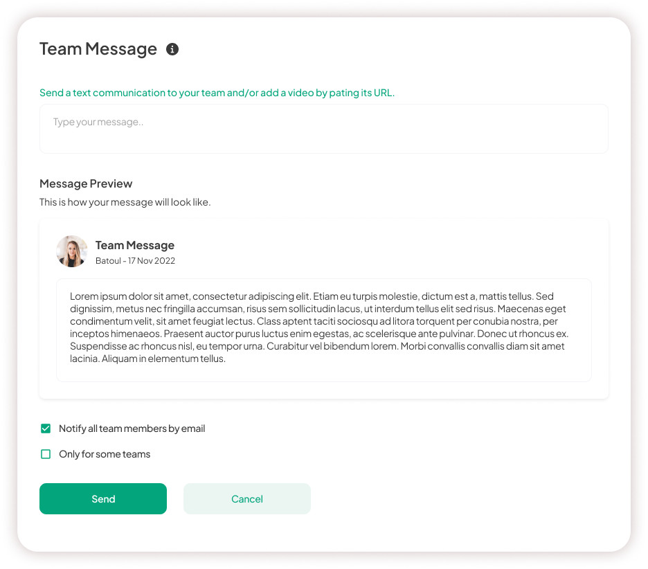 Team message - how it works flow