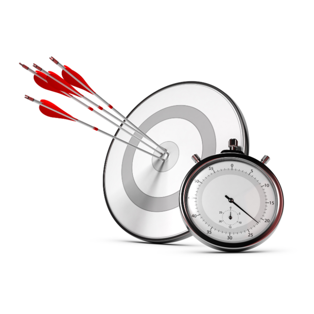 target with stopwatch signifying meeting deadlines for projects