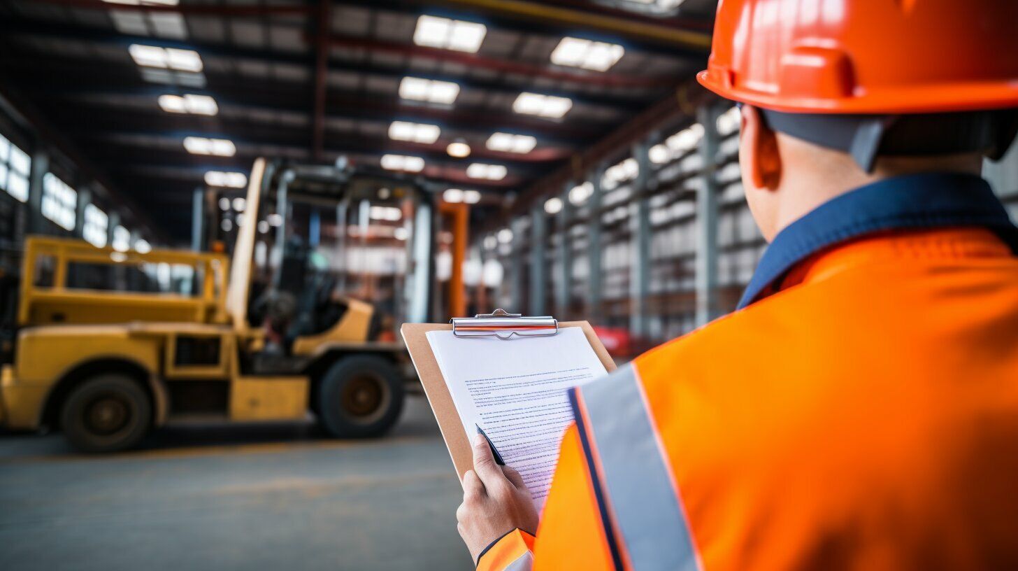 crane inspector with inspection checklist