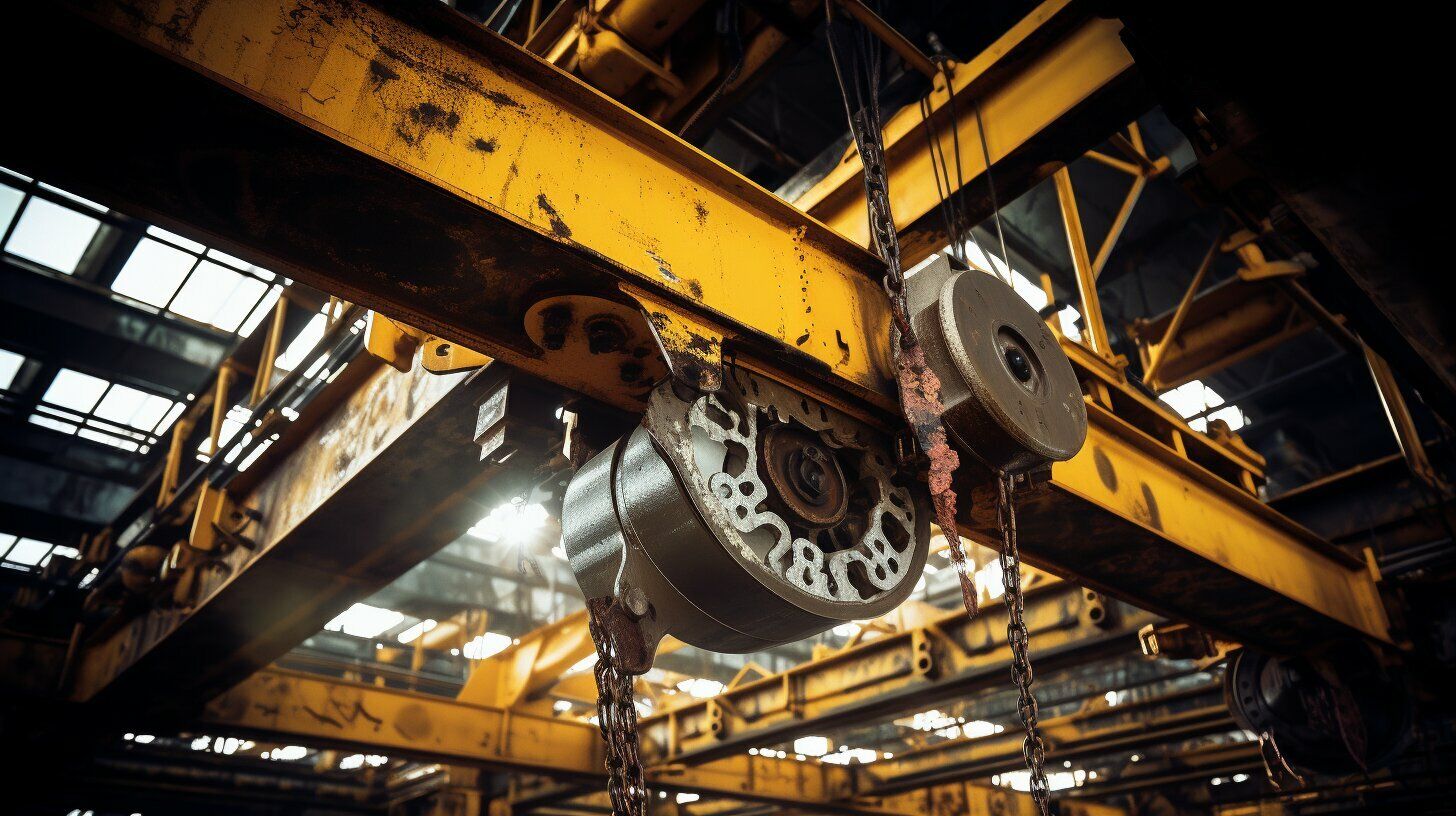 an overhead crane with a hoist and trolley assembly
