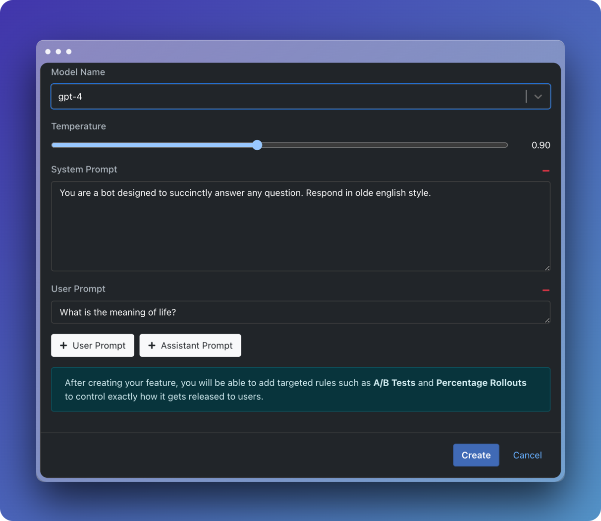 alphalang prompt a/b test form