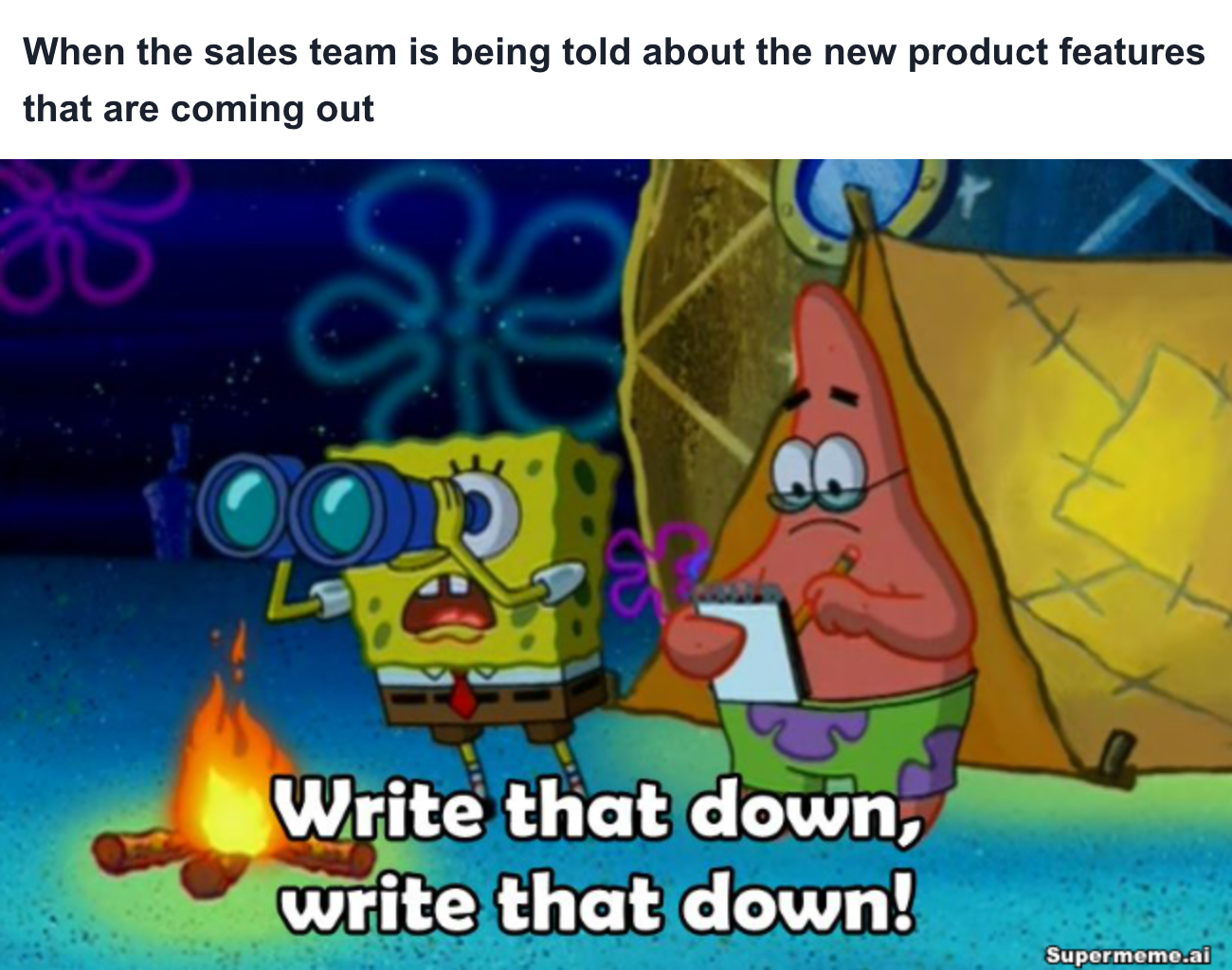 sales meme on product features