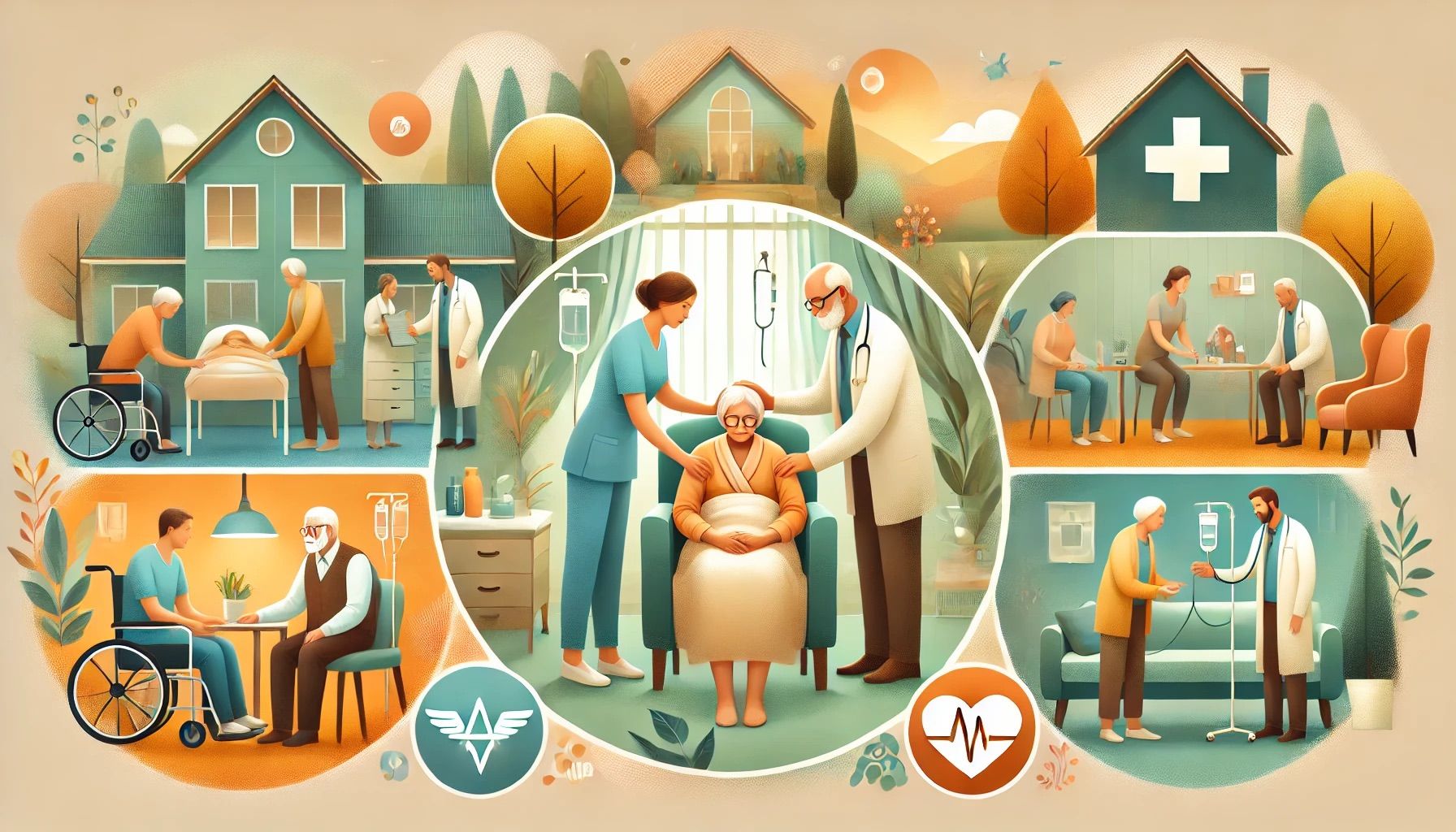 Illustration Palliativpflege im Pflegeheim