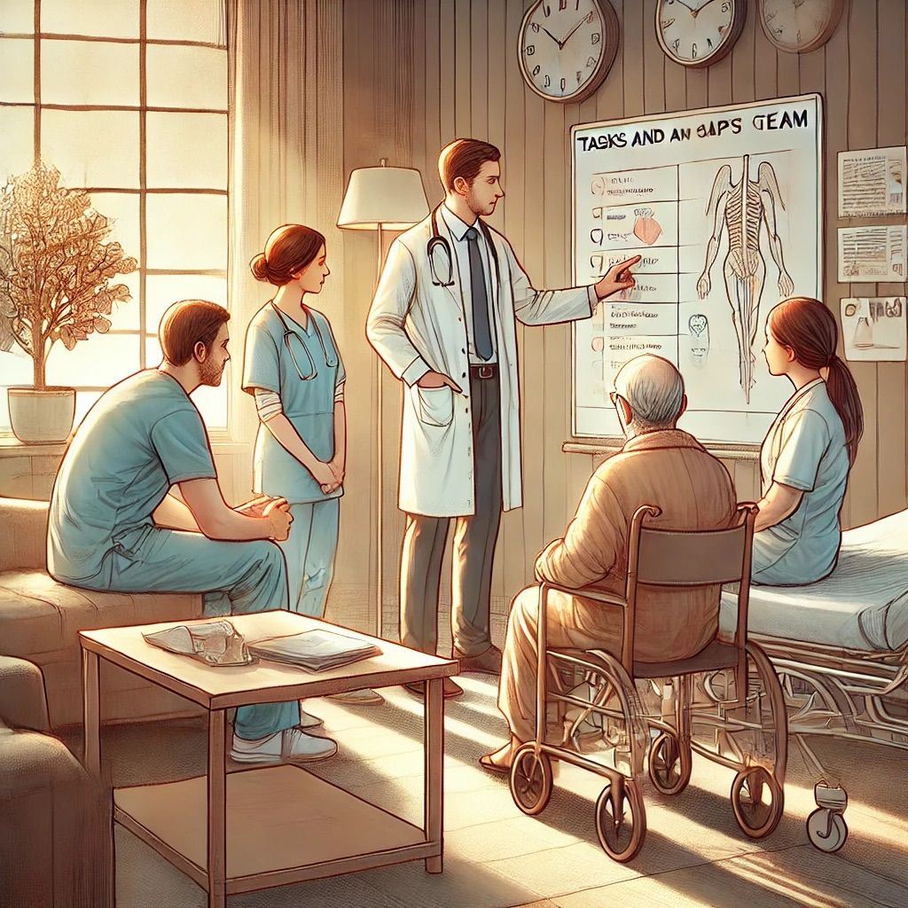 SAPV Team erklärt Patienten Zustand.