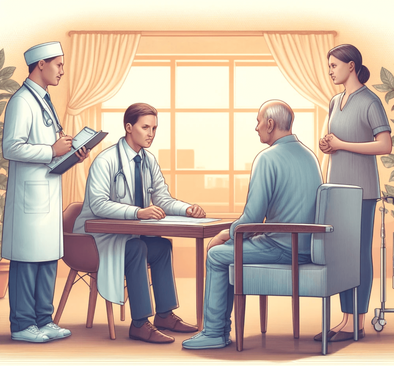 Arzt erklärt Patienten Befund