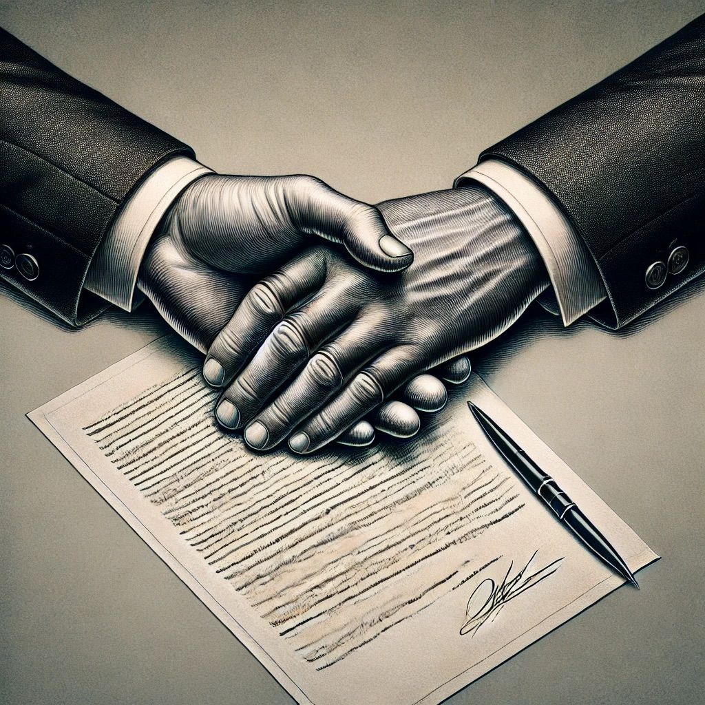 Zwei Hände, die gemeinsam ein Dokument halten, symbolisieren die Bindungswirkung eines gemeinschaftlichen Testaments in einem neutralen Kontext.