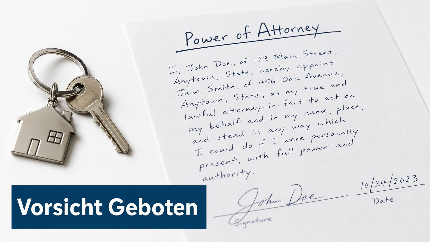 Schlüssel und Power of Attorney.