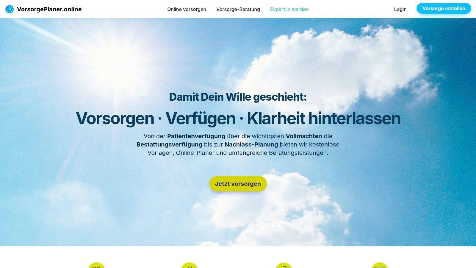Screenshot Homepage VorsorgePlaner.online