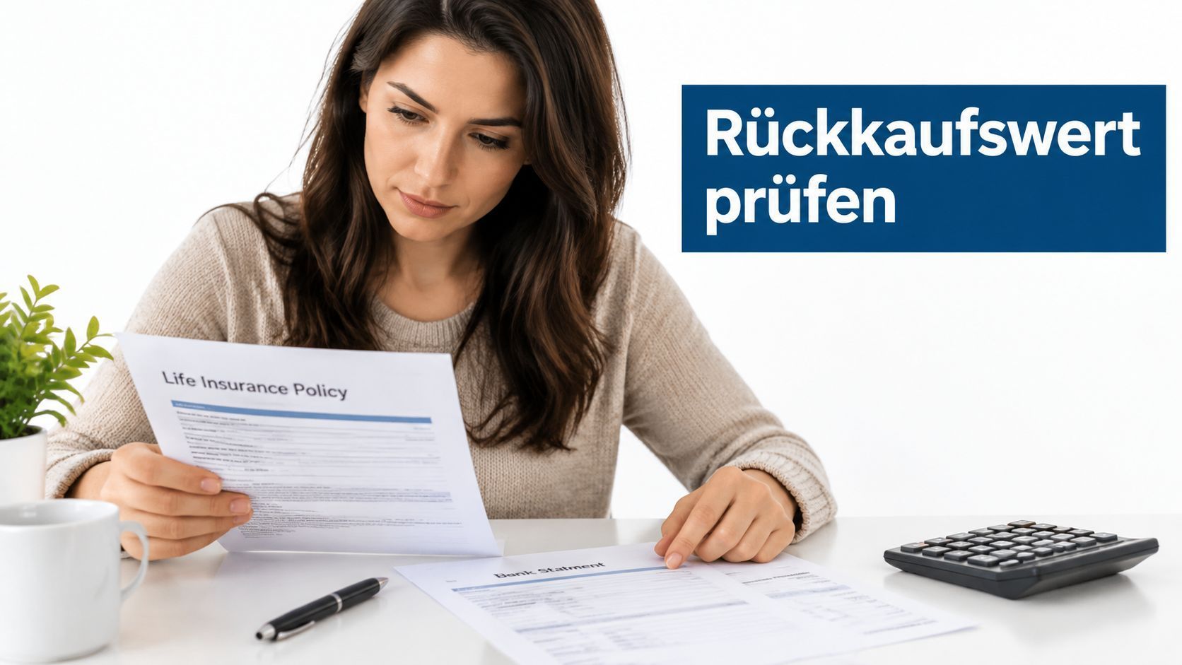 Frau prüft ihre Lebensversicherung