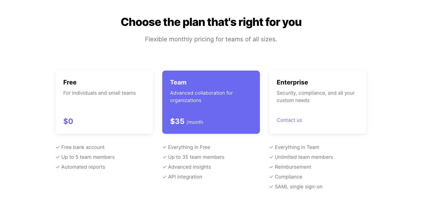 Pricing template