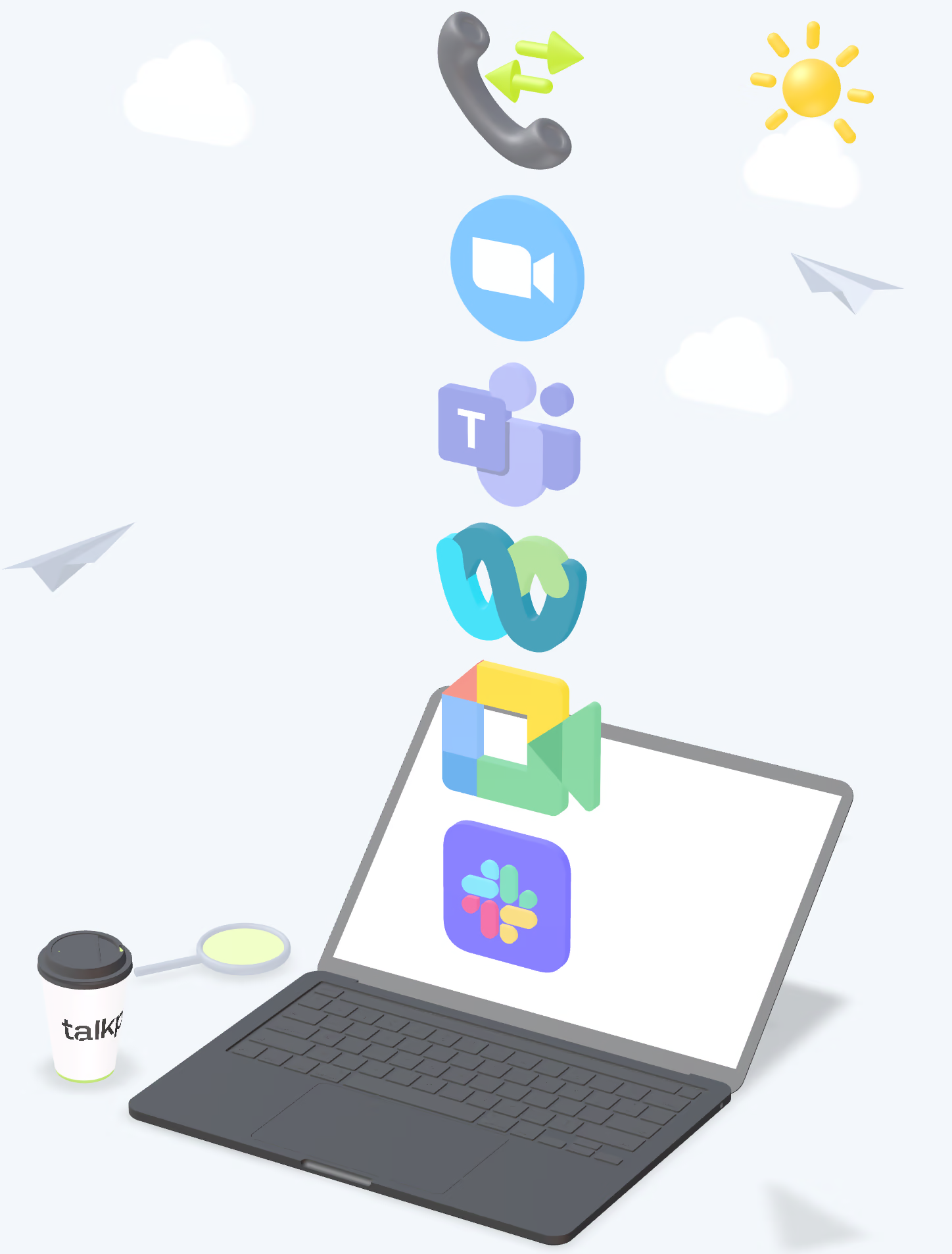 Talkpad connectivity image showing logo's of the tools Talkpad connects with.
