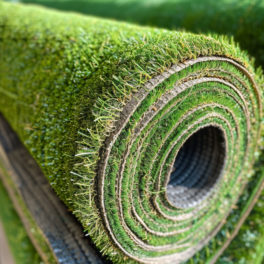 Rolled up - green artificial turf