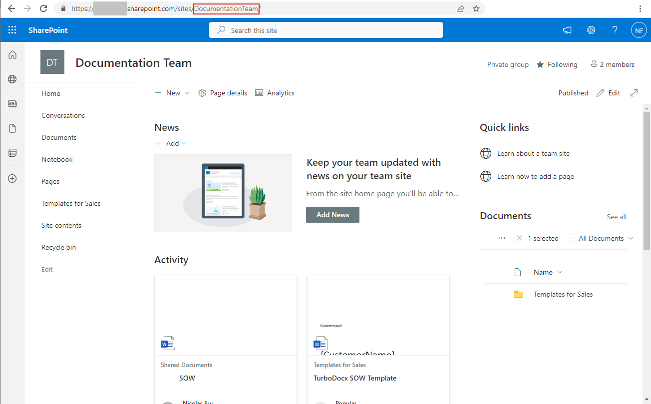 Documentation Templates in SharePoint for TurboDocx
