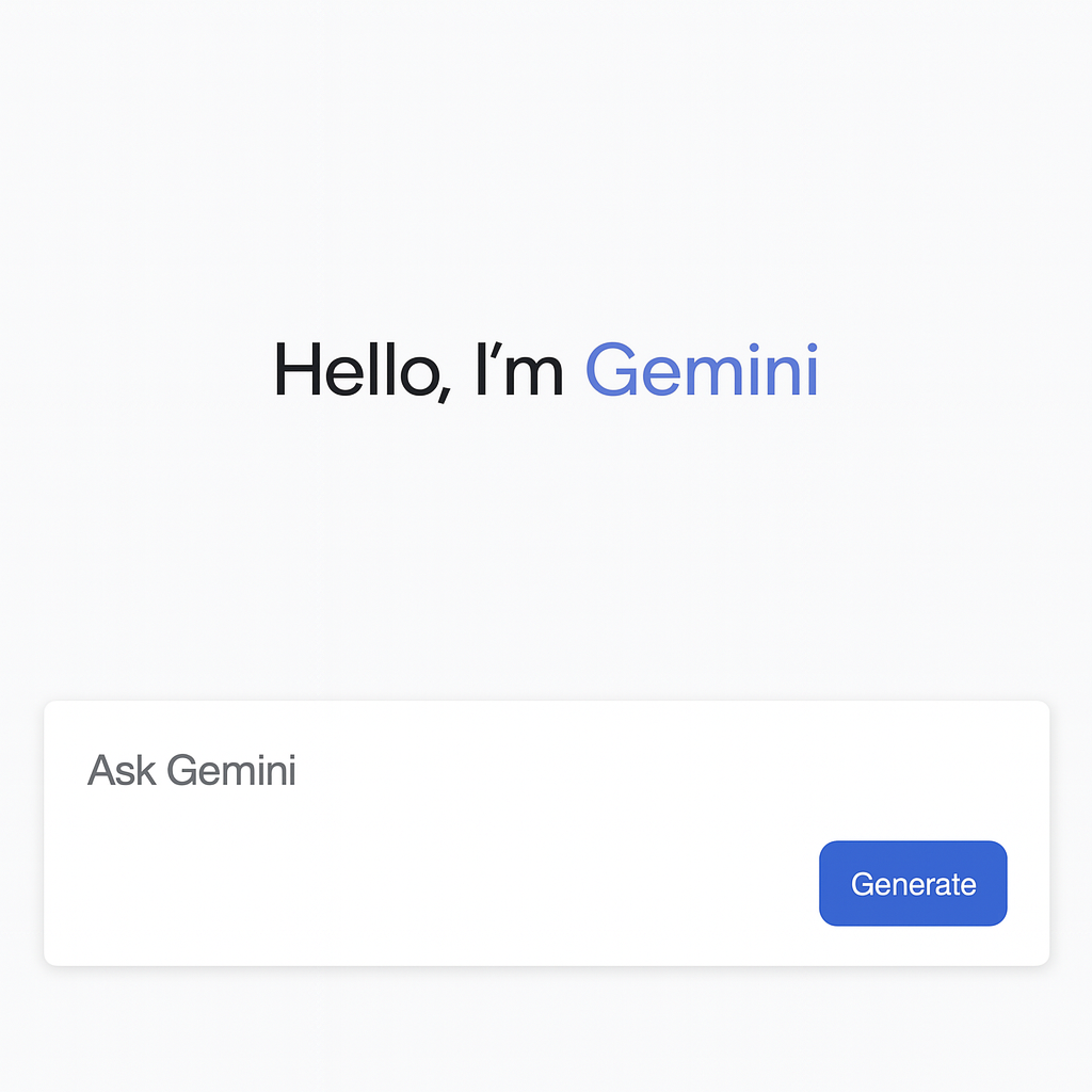 Google Gemini logo showcasing AI capabilities for productivity, research, and digital content generation.
