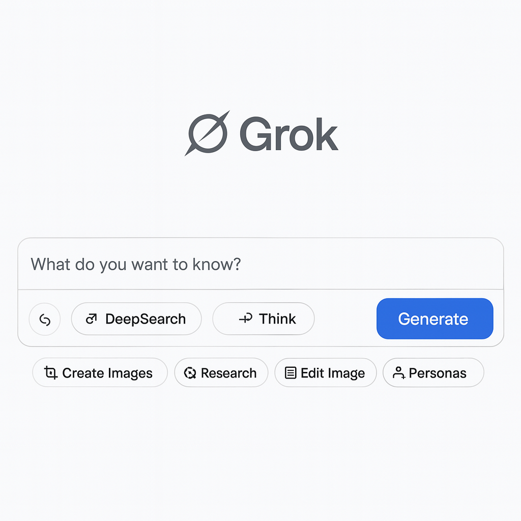 Grok AI logo symbolizing X’s intelligent assistant tool for fast insights and conversational automation.