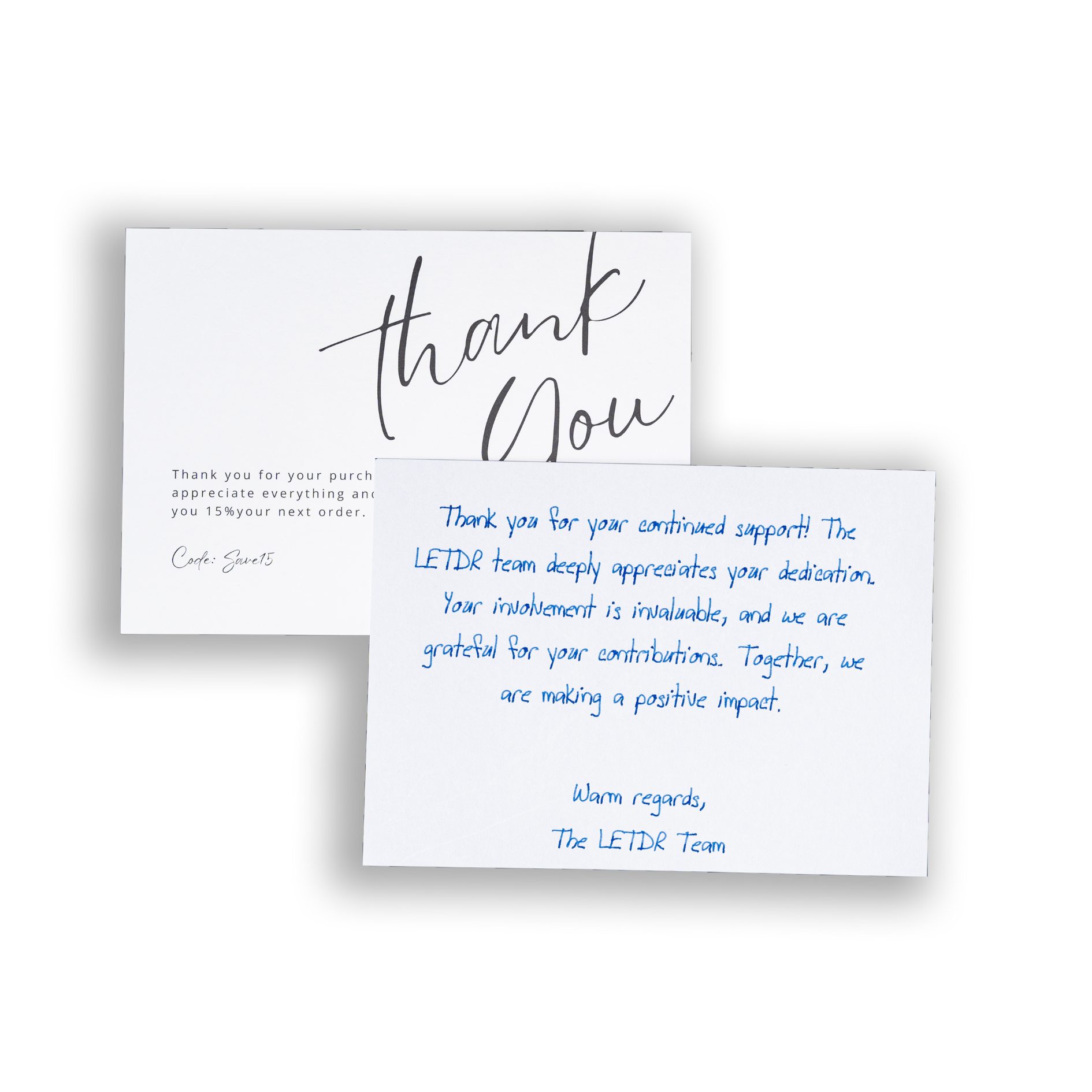 A larger thank you note with a perfect handwritten message.