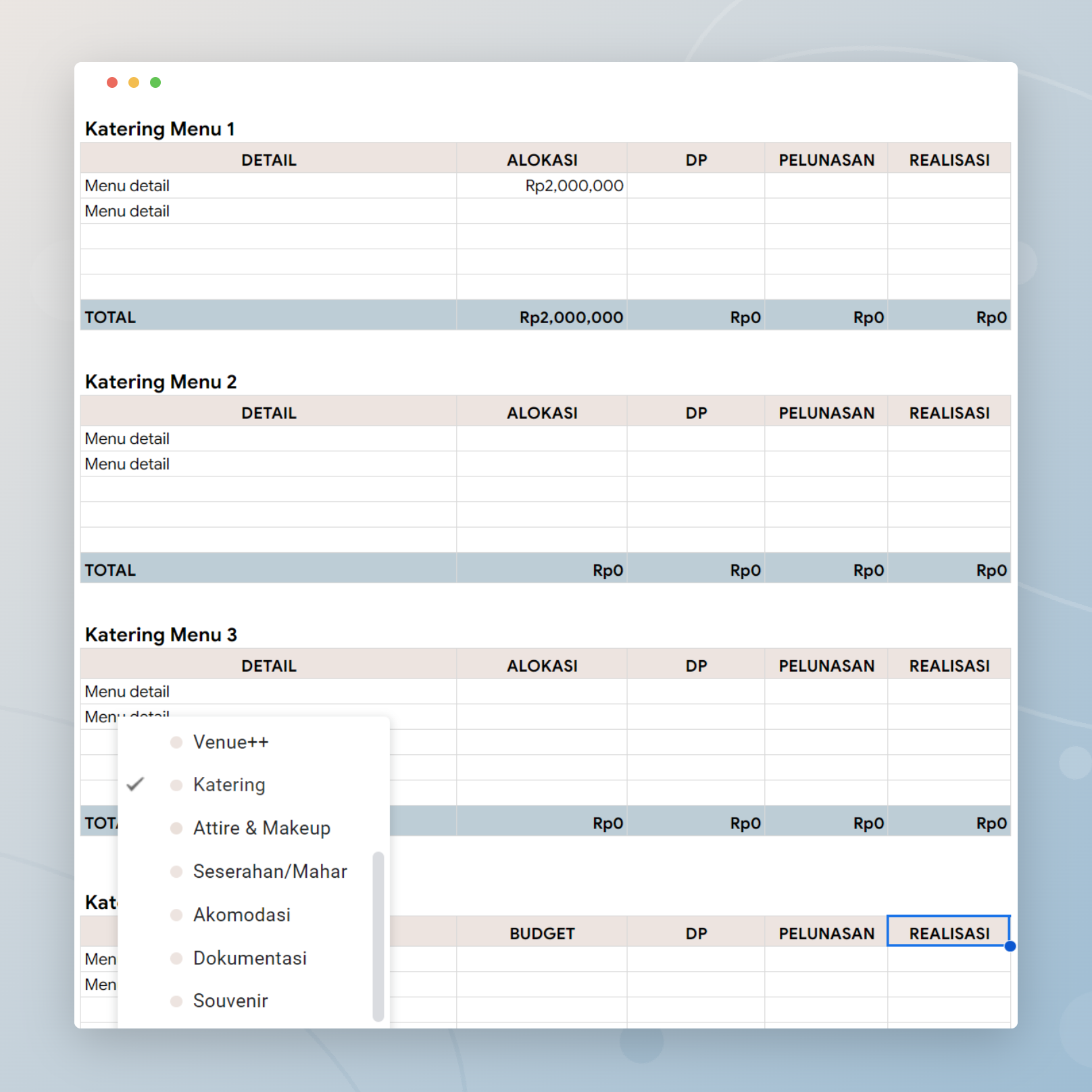 template list persiapan pernikahan