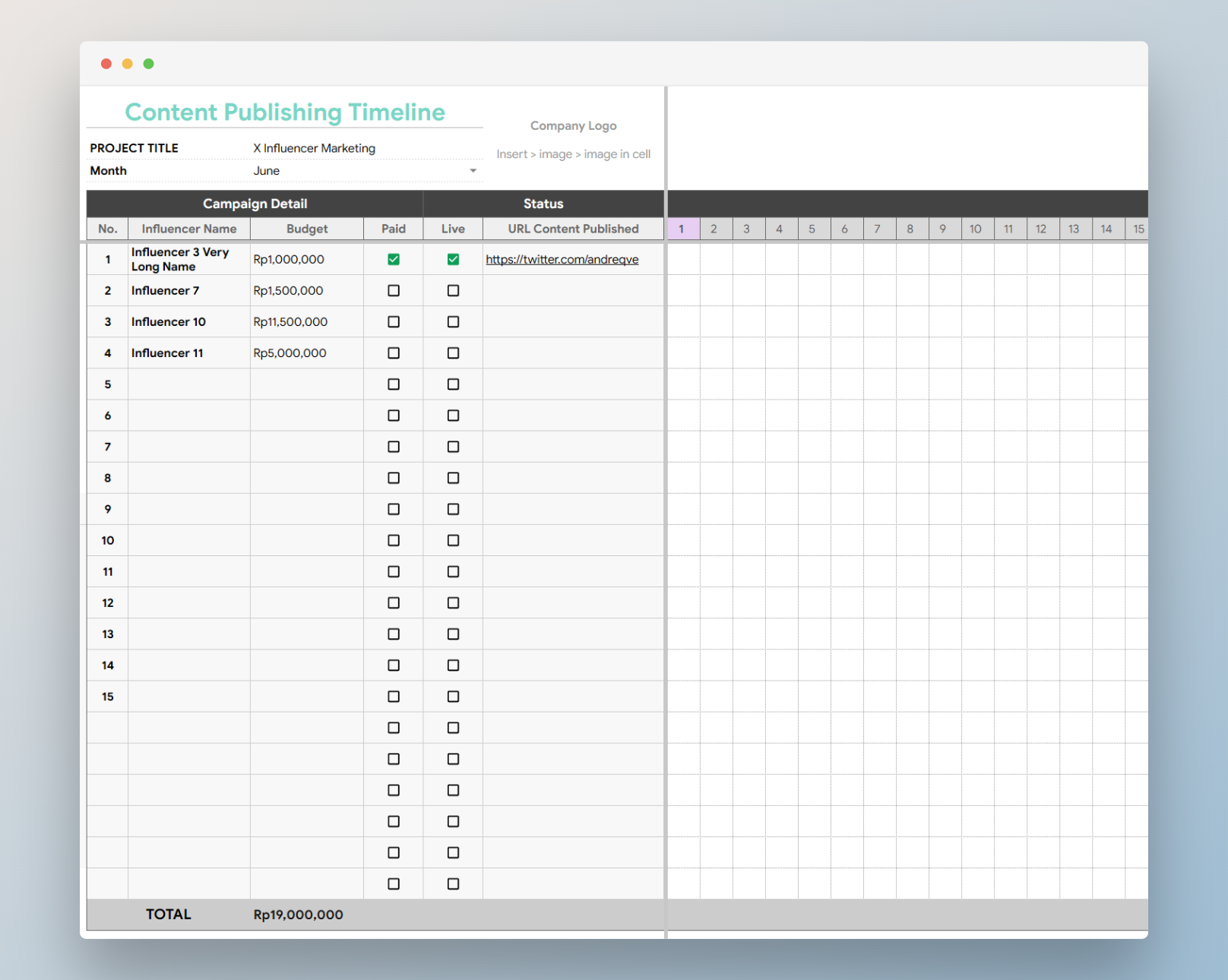 template list kol