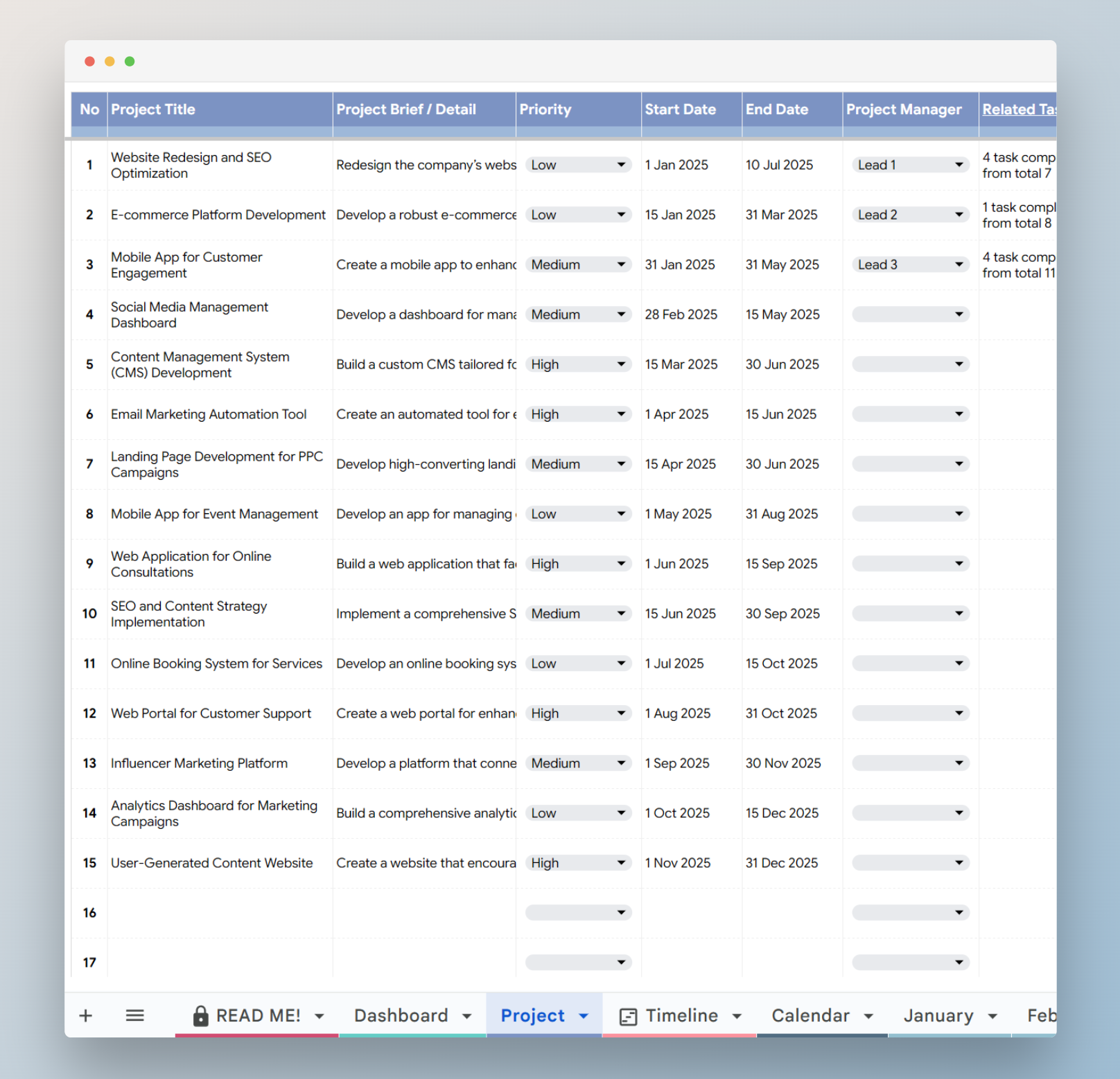 project plan template google sheets