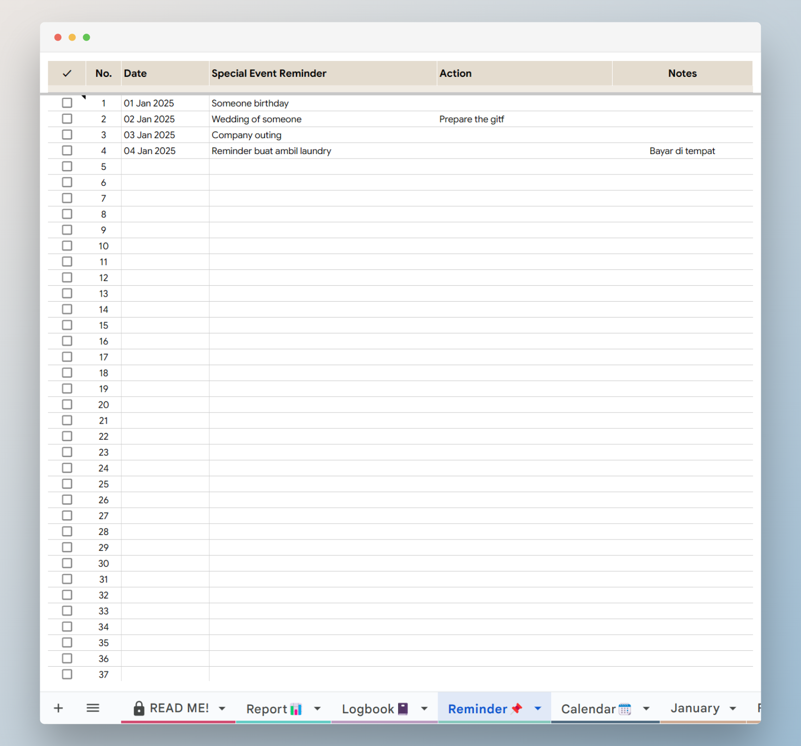 goal planner reminder