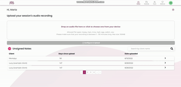 Uploading session to Mentalyc