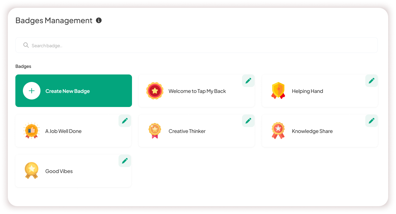 Recognition settings dashboard