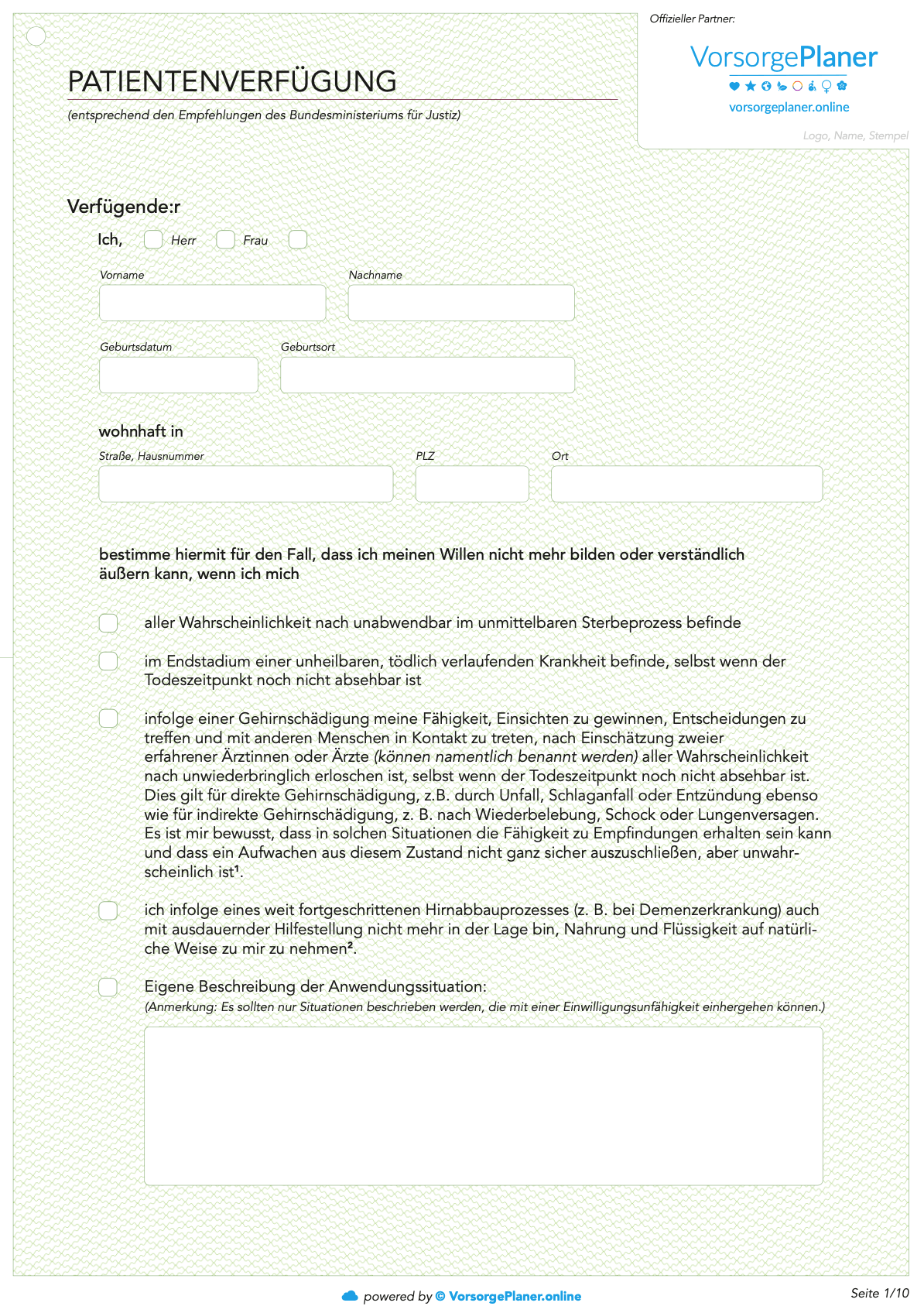 Hier Patientenverfügung Vordruck 2023 kostenlos herunterladen