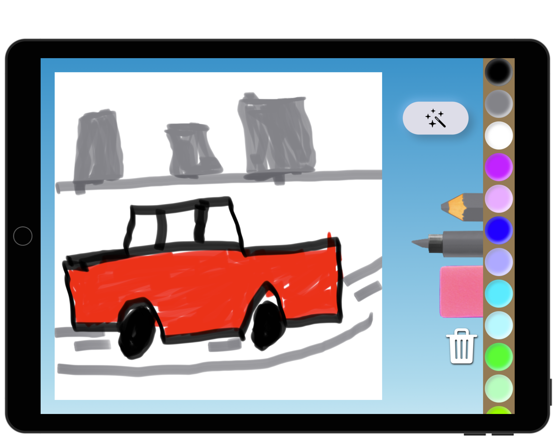 A simple drawing of a Car in Silly Times App