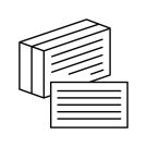 A black and white drawing of a box of index cards, showcasing simplicity and contrast