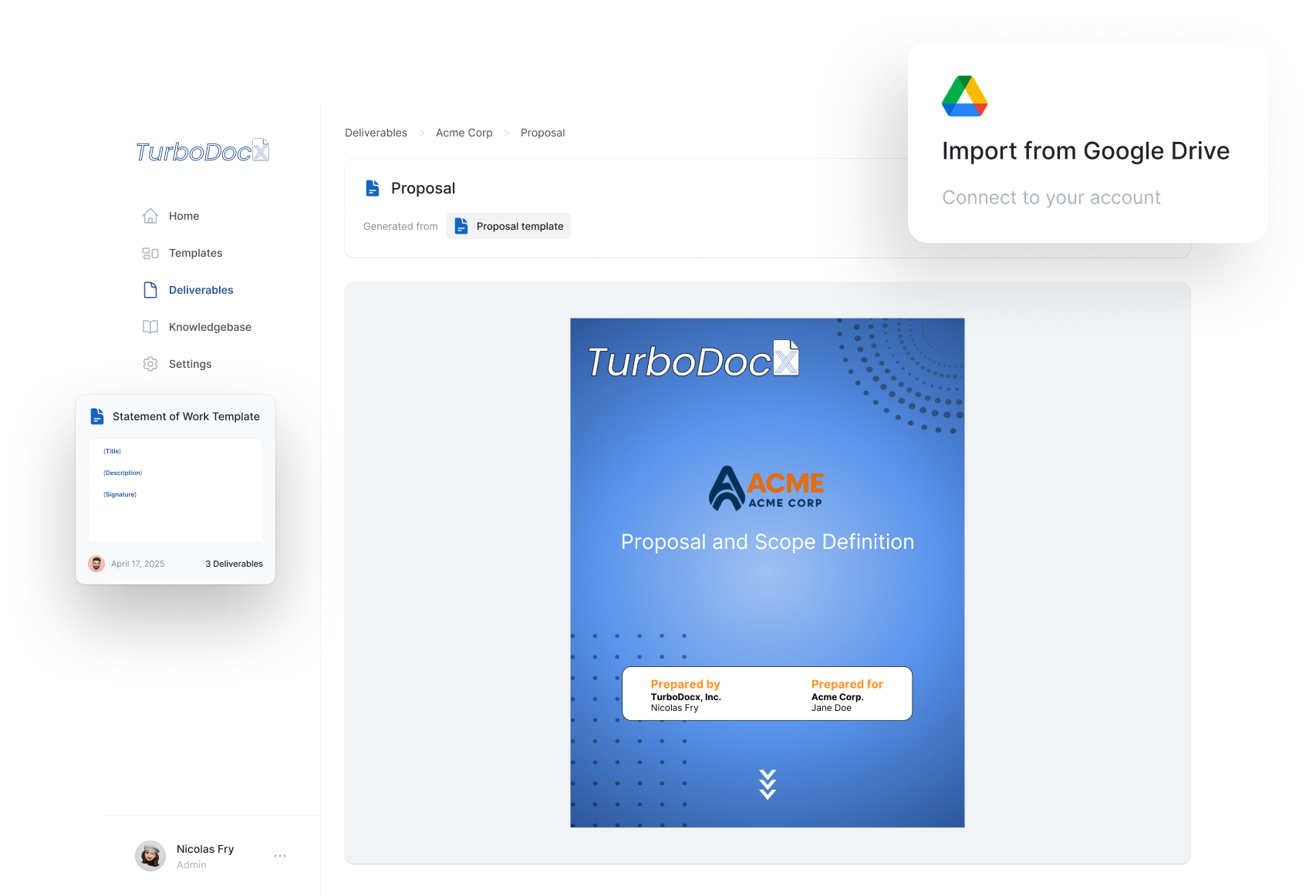 Desktop version of TurboDocx's document automation platform