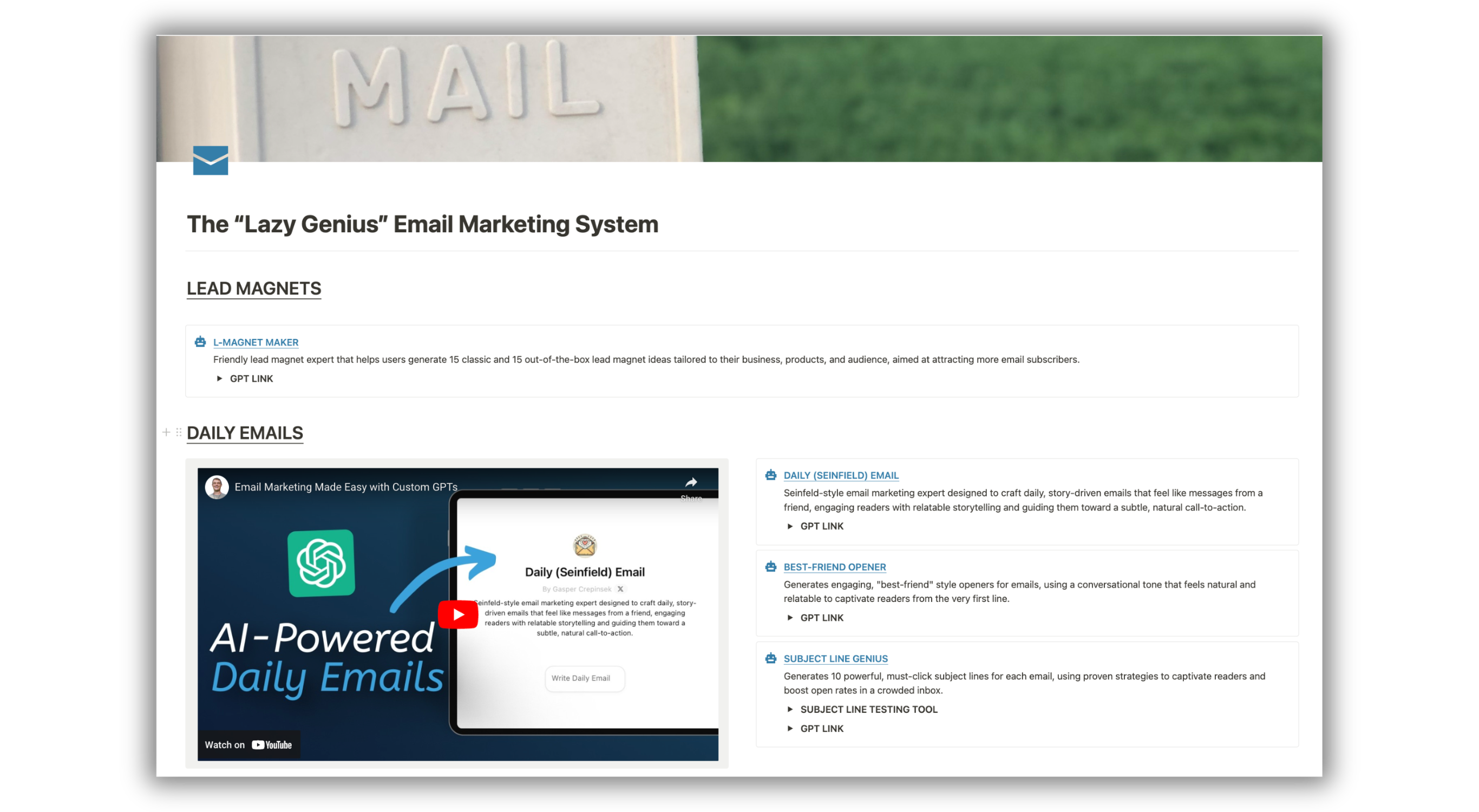 The Lazy Genius Email Marketing System