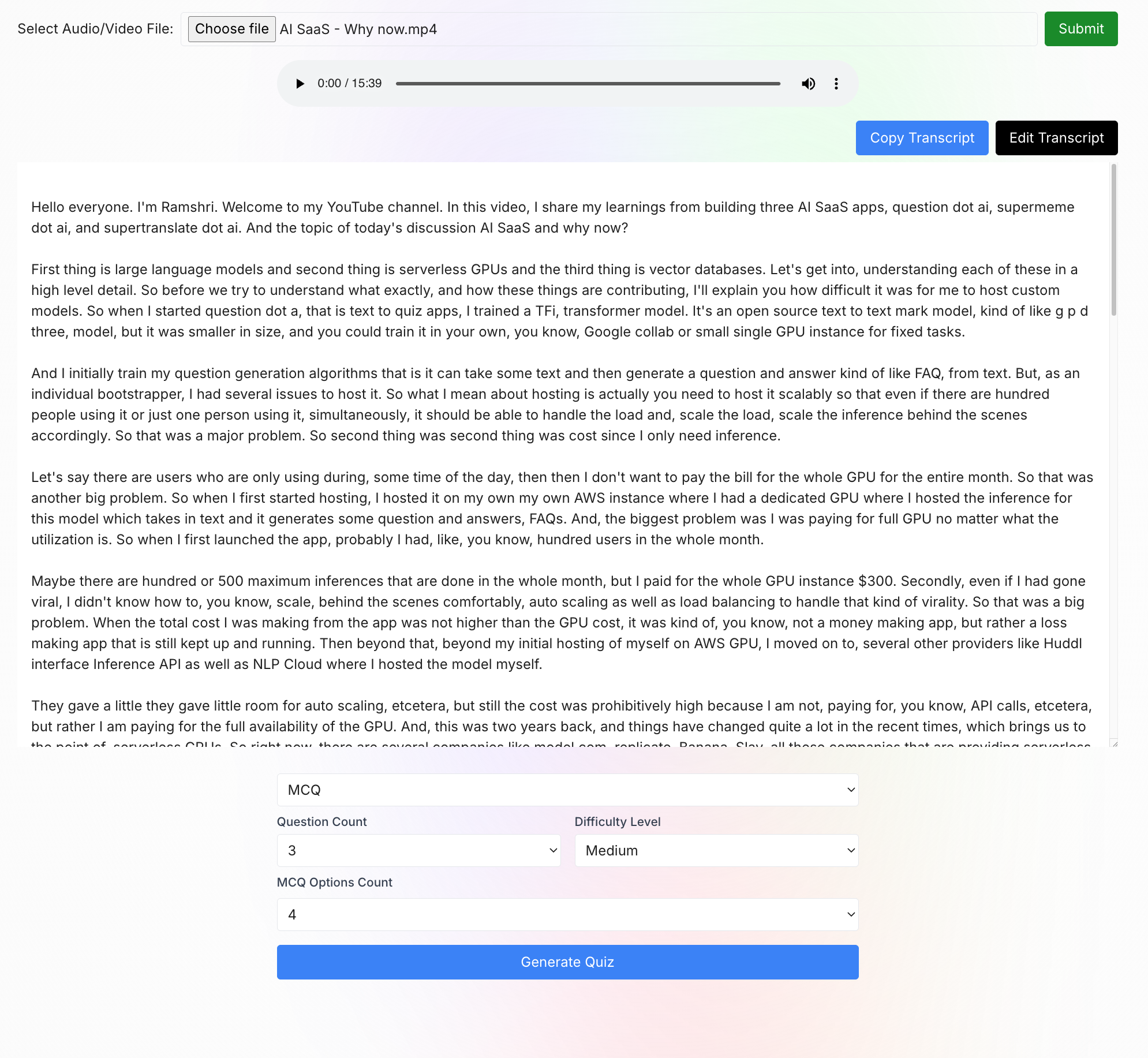 PDF to Quiz generator using AI
