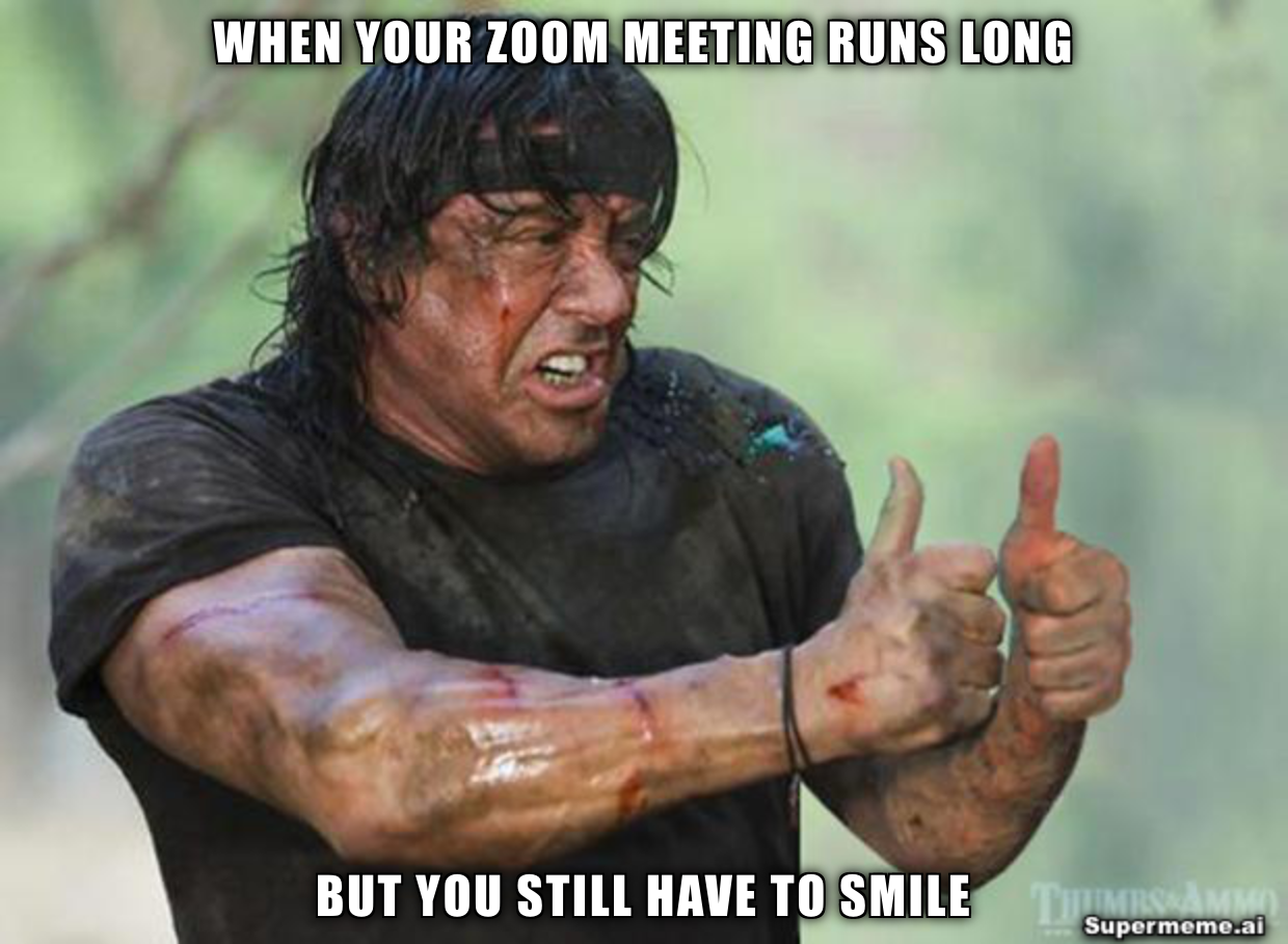 smiling zoom meeting meme