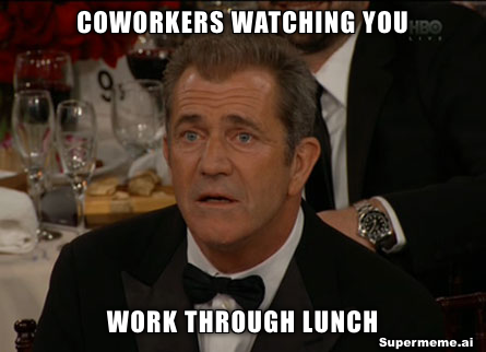 coworkers working through lunch