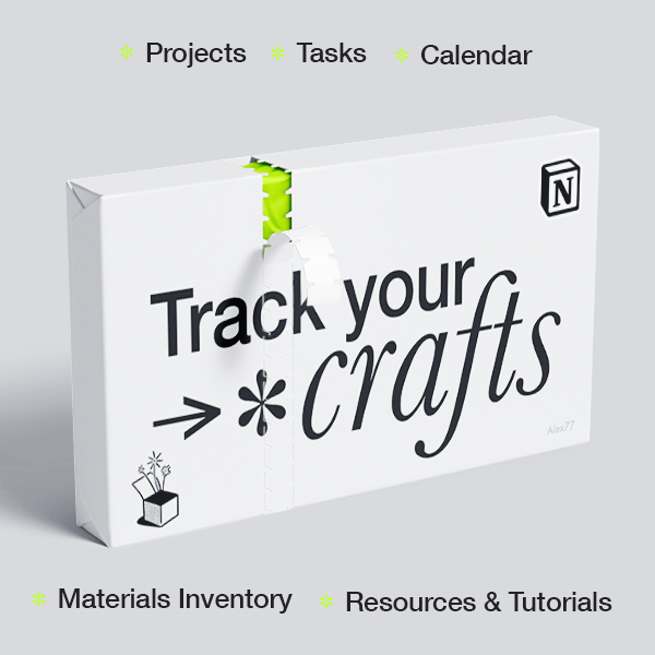 Keep track of your crafts with this easy-to-use paid template for Notion!