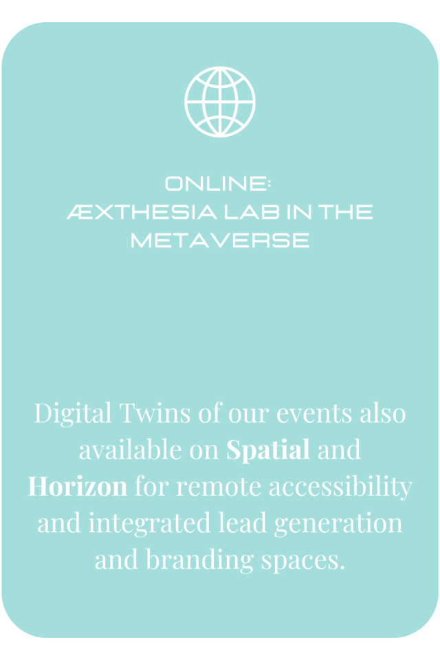 ÆXTHESIA LAB's "Back to the Self" live events in the metaverse, hosted on Spatial and Horizon for remote access, integrated branding, and lead generation.