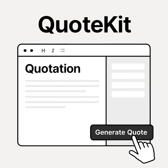 QuoteKit product image showing an online quotation form and a "Generate Quote" button