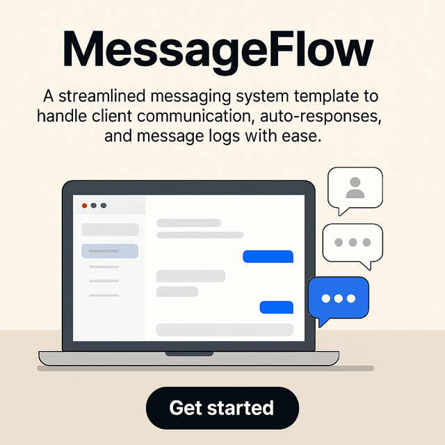 MessageFlow product image showing a messaging system template for client communication