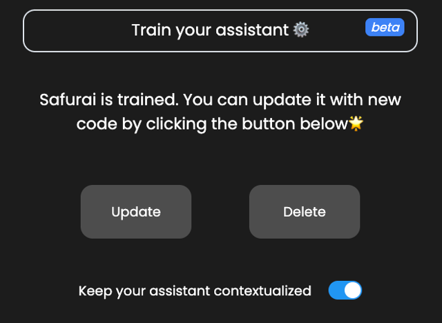 Illustration of Safurai Train Your Assistant feature