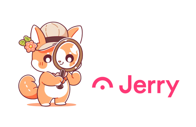 animated cat investigating a Jerry Insurance logo