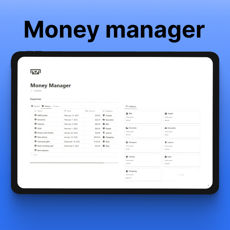 Money Manager Template
